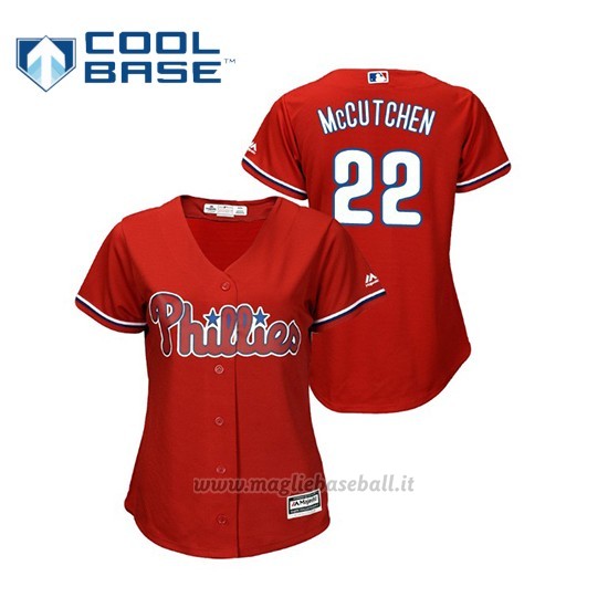 Maglia Baseball Donna Philadelphia Phillies Andrew Mccutchen Cool Base Majestic Alternato Rojo